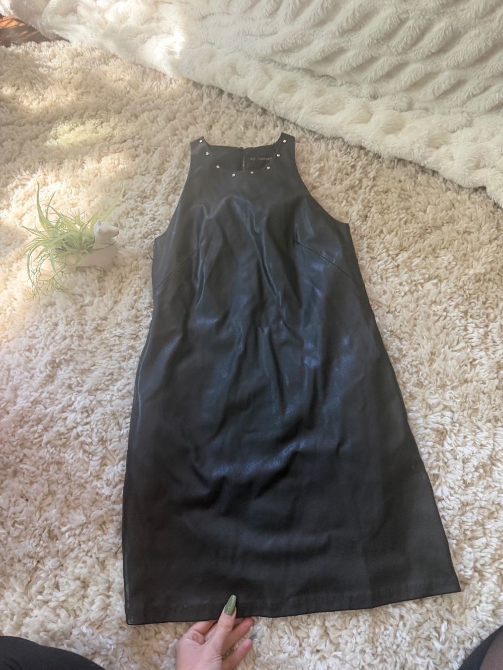 Sleek faux leather midi dress by Zara super cute women’s Black Faux Leather Midi